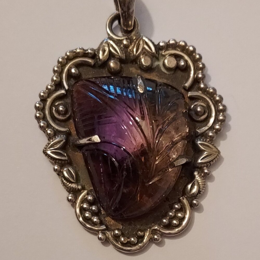 Sterling Silver and Carved Ametrine Pendant